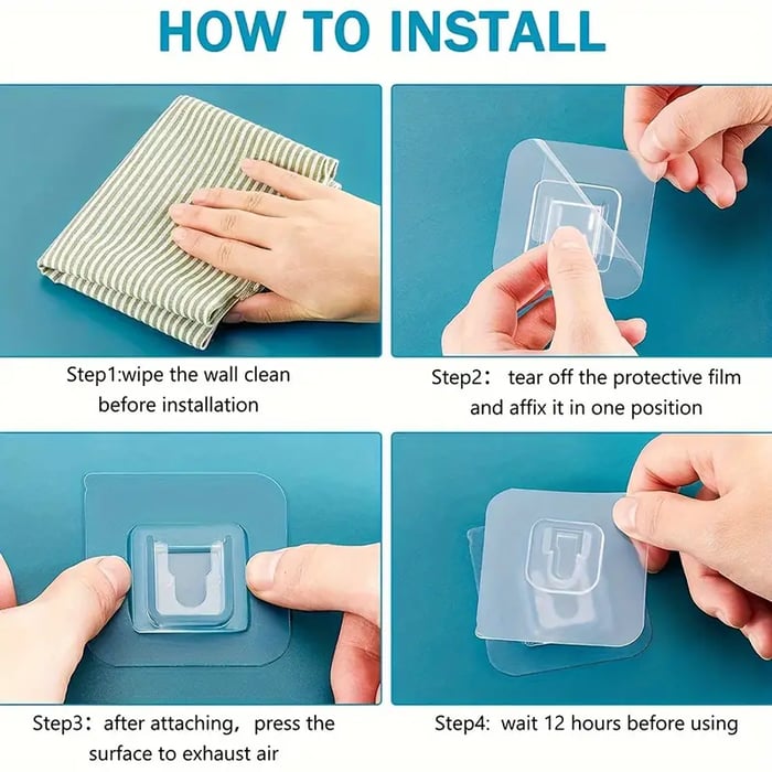 Transparent Double-sided Adhesive Wall Hooks - Pack Of 16