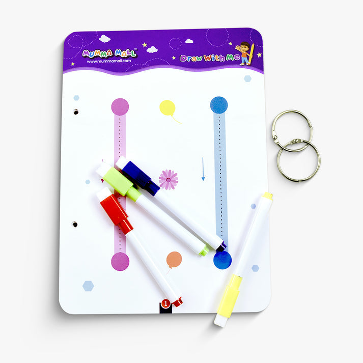 64 Pages Reusable Tracing Line book to improve HAND WRITING For 2+ Years kids