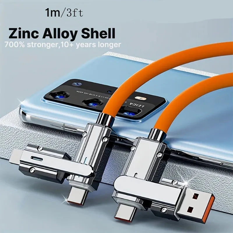 QuadCharge TangleFree Cable - 1m/3ft length - Pack Of 3