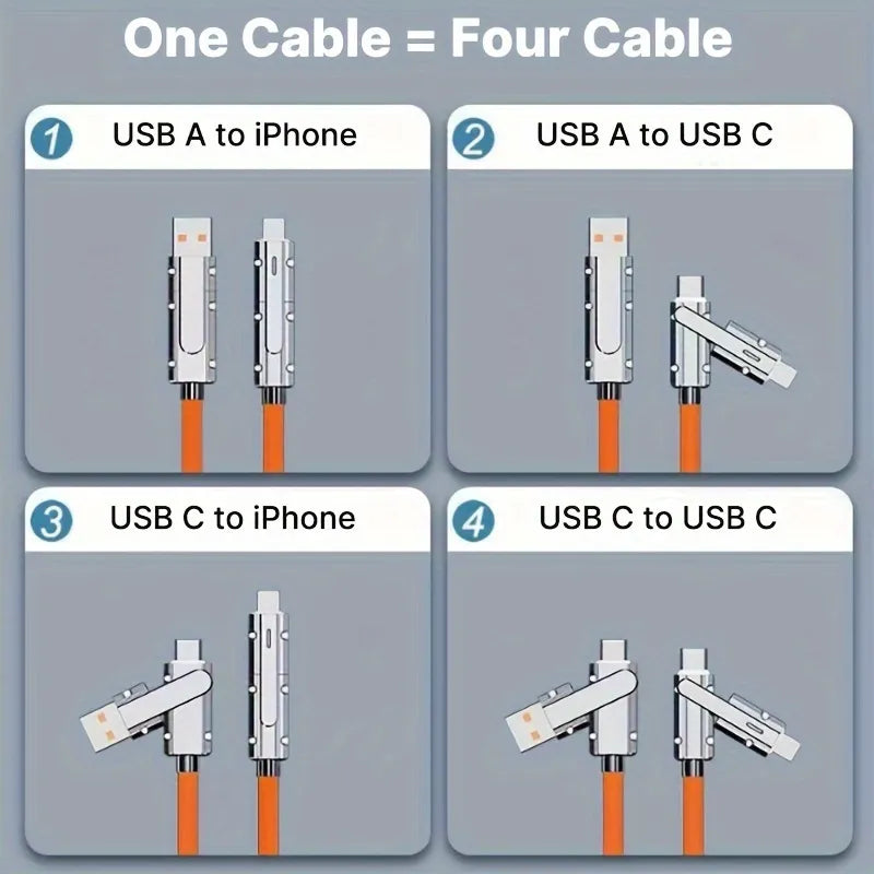 QuadCharge TangleFree Cable - 1m/3ft length - Pack Of 3