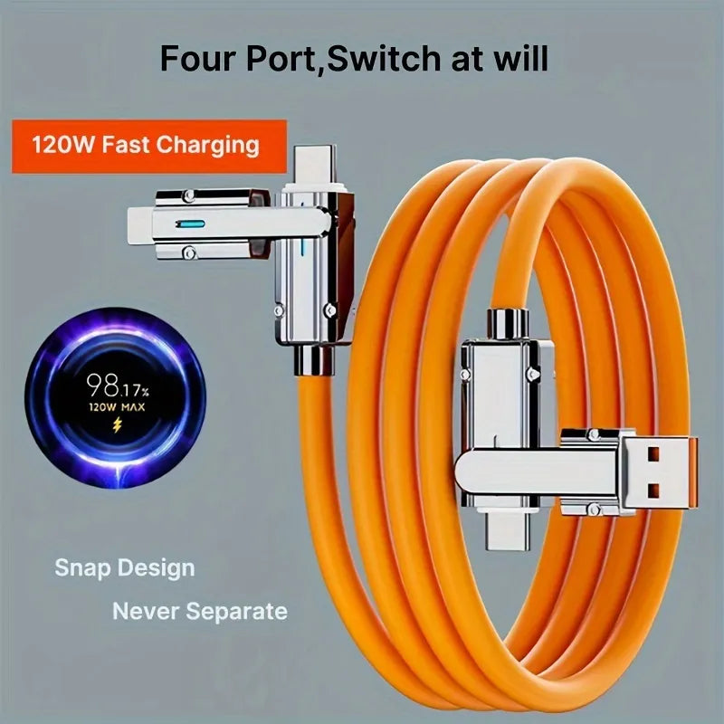 QuadCharge TangleFree Cable - 1m/3ft length - Pack Of 3