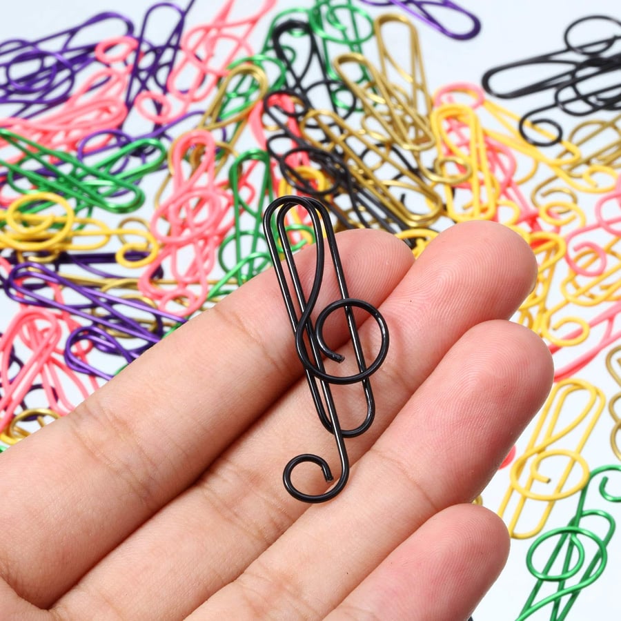 Music Multicoloured Metal Paper Clips - Pack Of 100