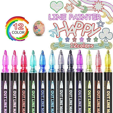 Super Squiggles Outline Marker pen - 12 Colors