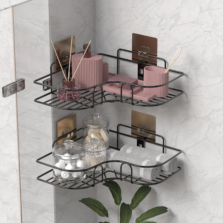 Self-Adhesive Shelves for Corner Walls for Bathroom - Pack Of 2