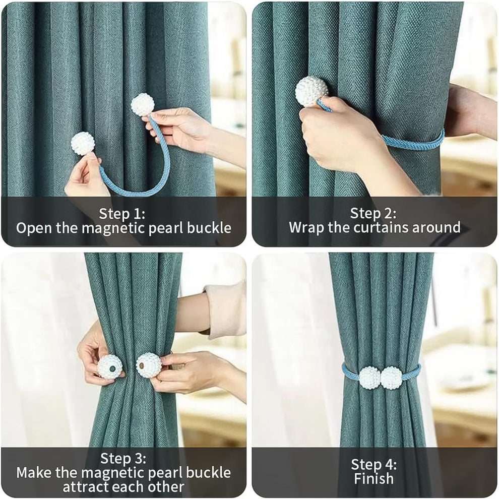 Polyester and Magnet Curtain - Pack Of 2