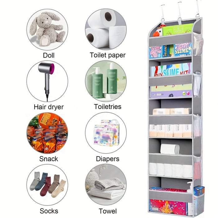 The Door Storage Organizer with 5 Pockets 10 Mesh Pockets
