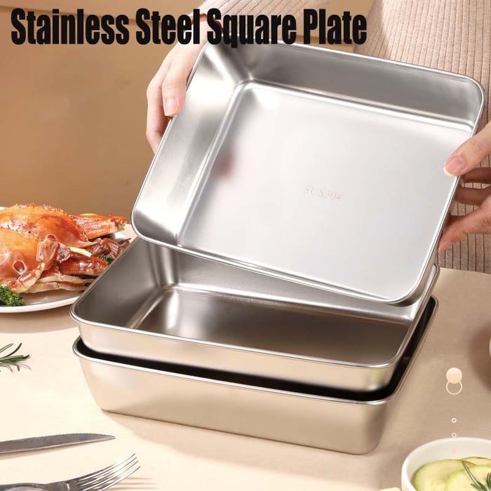 Stainless Steel Square Plate(With Lid)