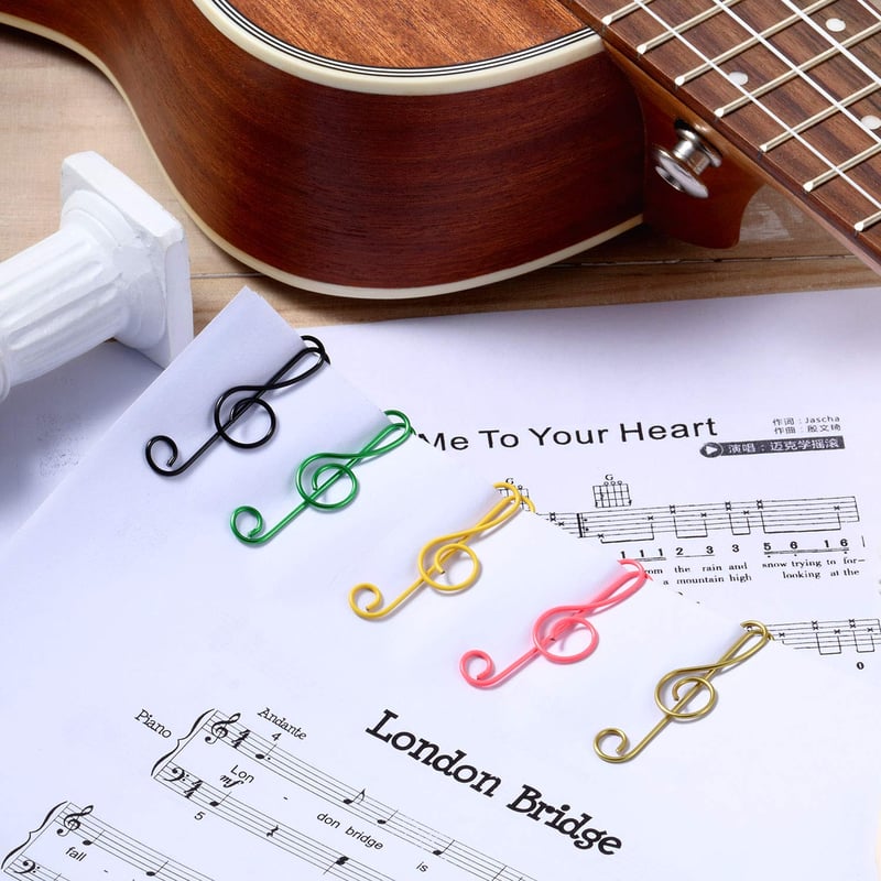 Music Multicoloured Metal Paper Clips - Pack Of 100