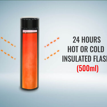 24 Hrs Hot & Cold Flask with Temperature Display + Free 2 Double Wall Cups