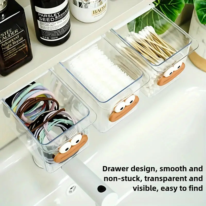 Pull-Out Transparent Drawer Storage Box - Pack Of 2