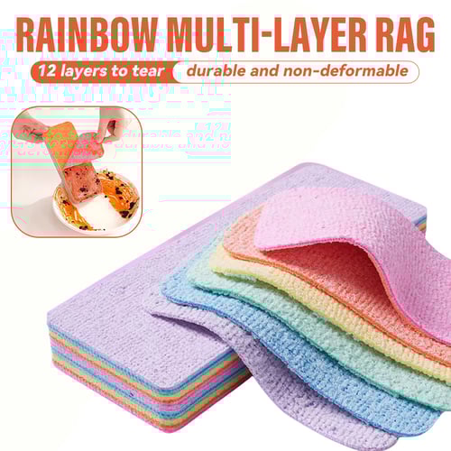 Rainbow Non-Scratch Cleaning Cloths (12 Layers Pack)