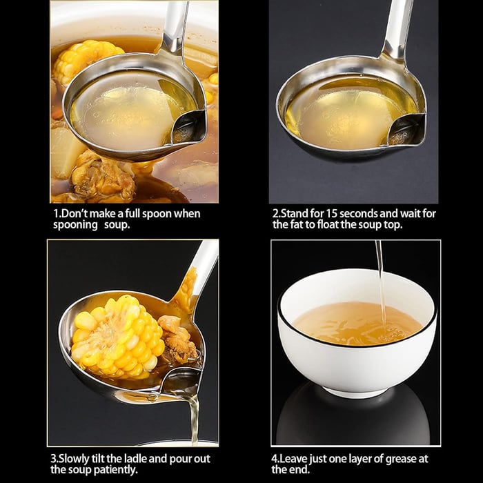 Oil Separating Stainless Steel Soup Ladle