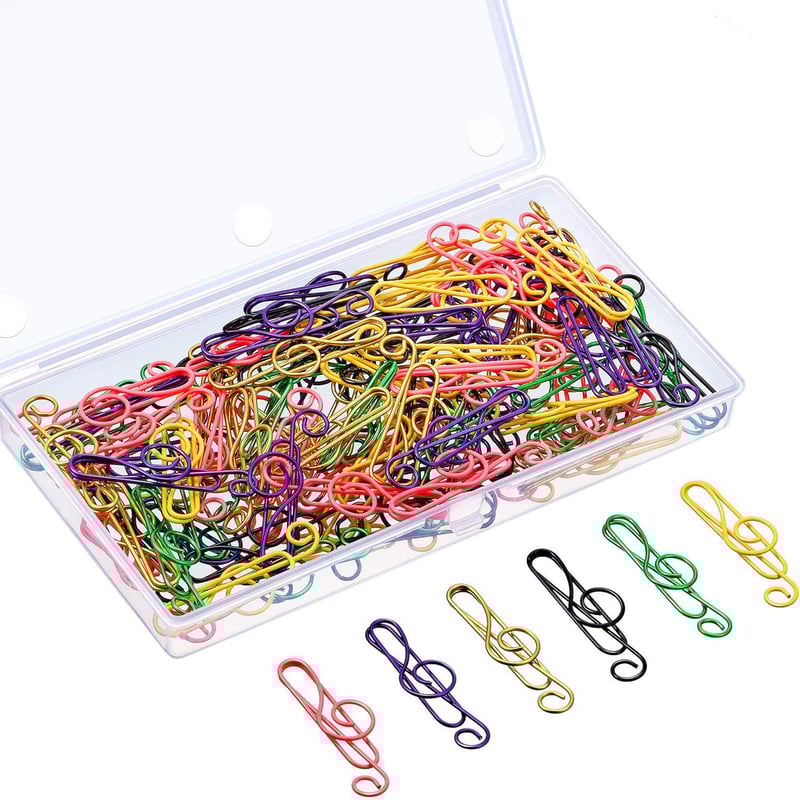 Music Multicoloured Metal Paper Clips - Pack Of 100