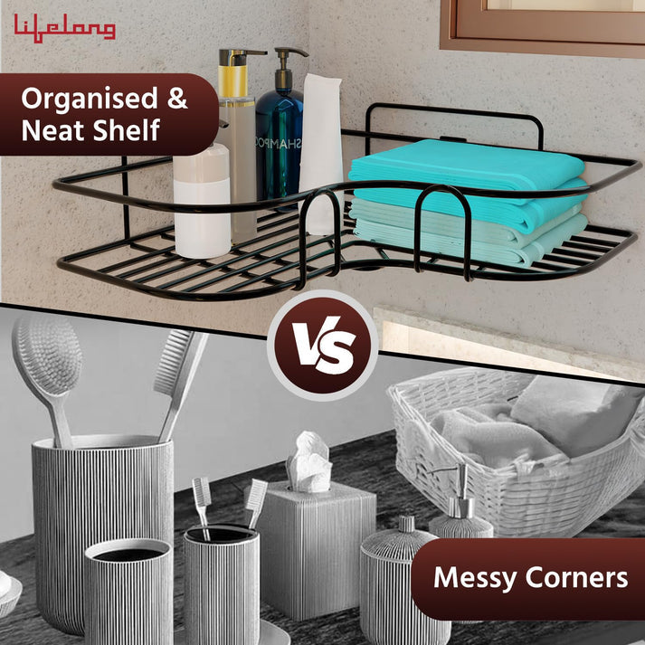 Self-Adhesive Shelves for Corner Walls for Bathroom - Pack Of 2