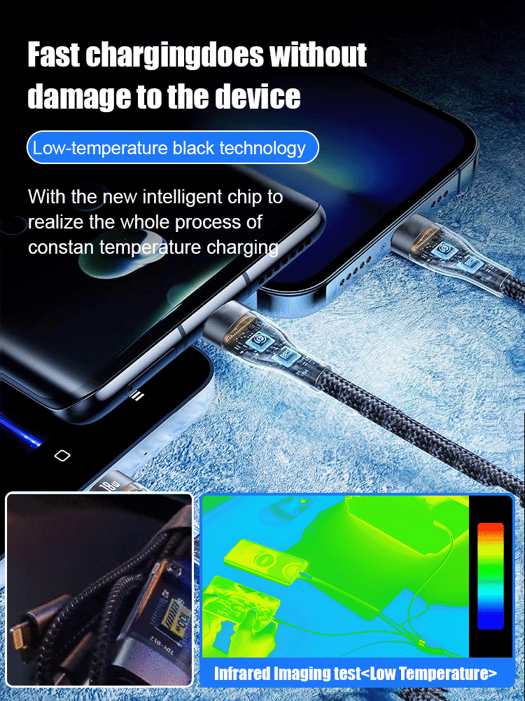 Transparent Luminous Super Fast Charging 3-in-1 Data Cable