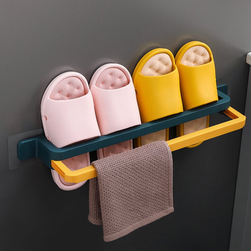 No-Hole Installation Foldable Slippers Rack