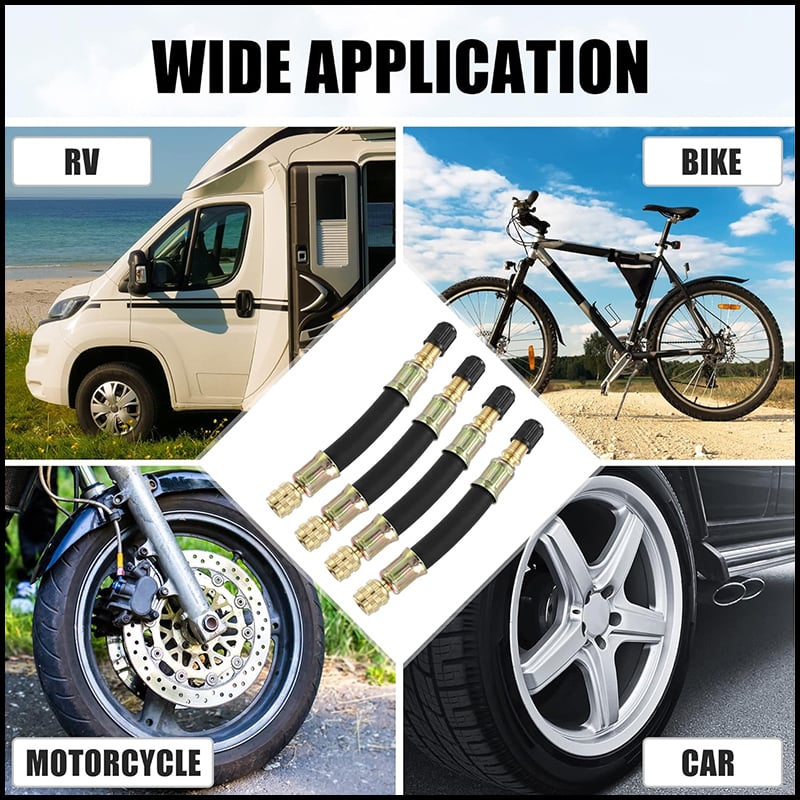 Universal Flexible Tire Valve Extenders for Car, Motorcycle, RV, Truck, Bike, Scooter