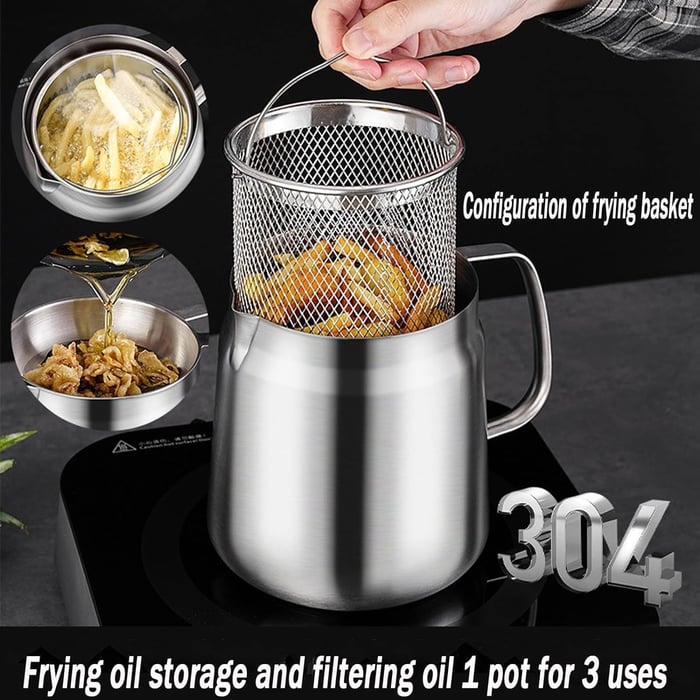 2-in-1 Stainless Steel Multifunctional Oil Strainer Pot