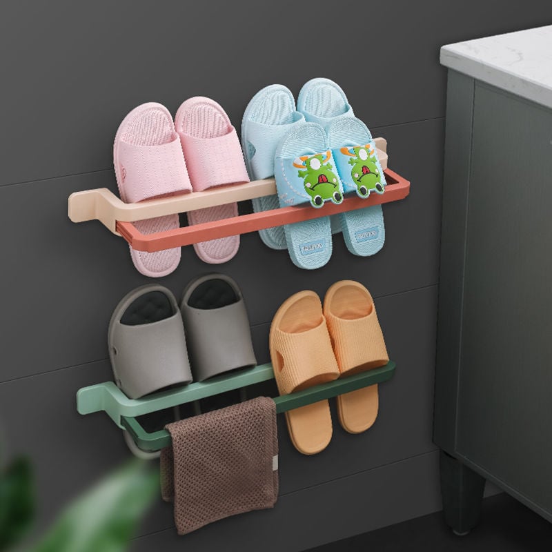 No-Hole Installation Foldable Slippers Rack