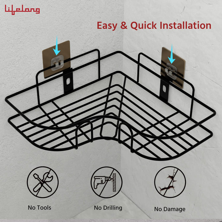 Self-Adhesive Shelves for Corner Walls for Bathroom - Pack Of 2