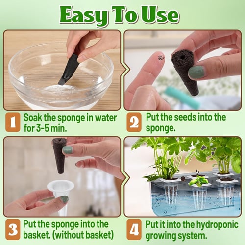 Seed Pods Replacement Root Growth Sponges Compatible with AeroGarden(50pcs Pack)