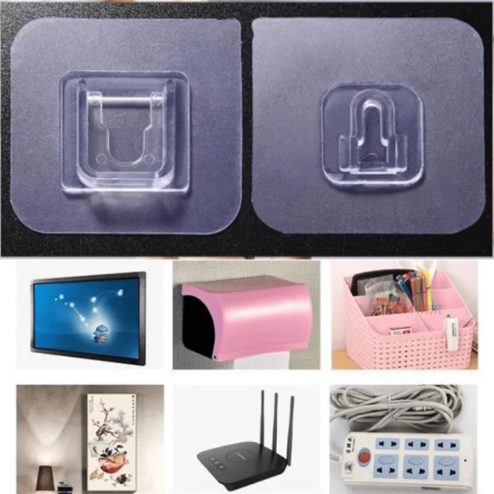 Transparent Double-sided Adhesive Wall Hooks - Pack Of 16