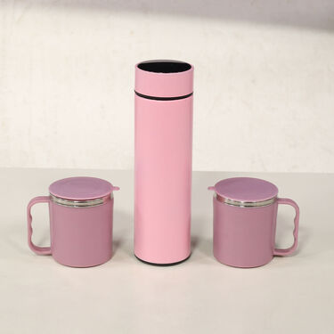 24 Hrs Hot & Cold Flask with Temperature Display + Free 2 Double Wall Cups