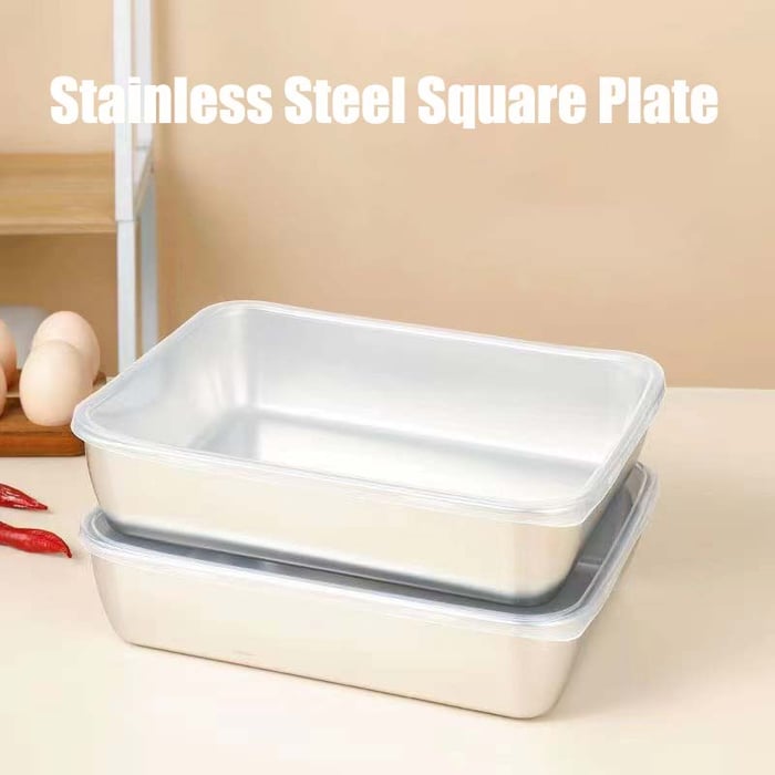 Stainless Steel Square Plate(With Lid)