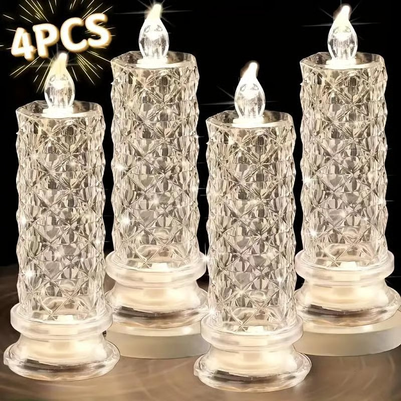 ✨🕯️LED Crystal Candle Lights 🌈Battery Operated