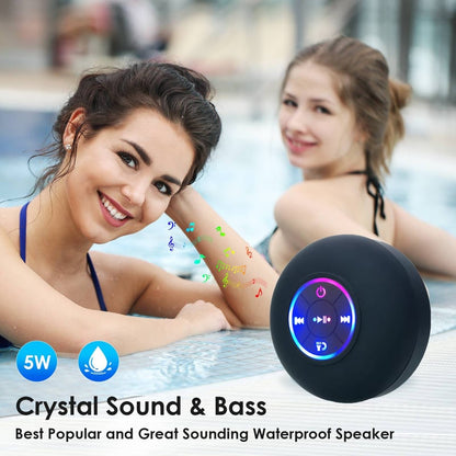 Bathroom Waterproof Wireless Bluetooth Speakers with LED Light