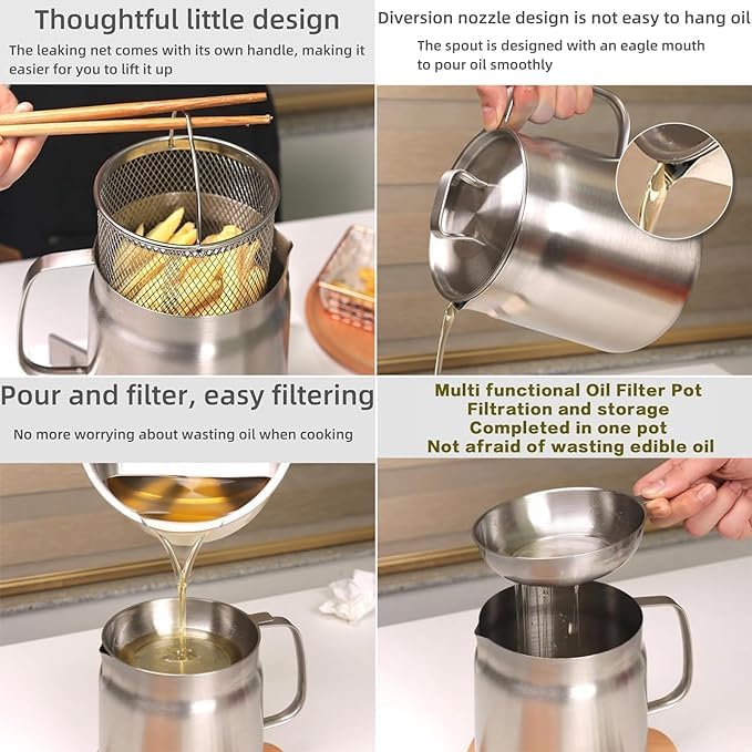 2-in-1 Stainless Steel Multifunctional Oil Strainer Pot