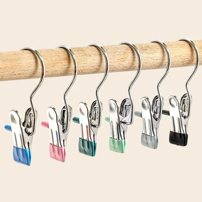 Anti-rust Clip Space-saving Clothespin Hat Pants Storage Hanging Travel Hook - Pack Of 10