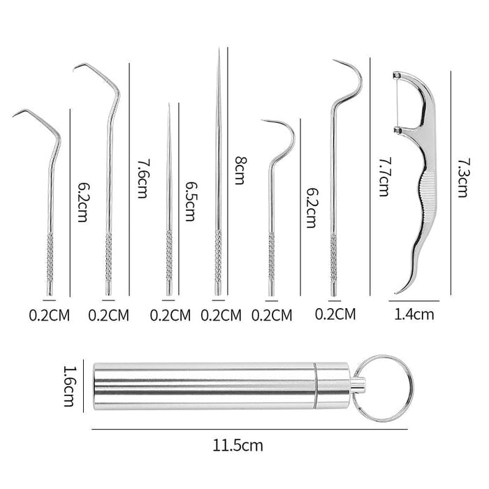 Stainless steel toothpick set - 7 pieces