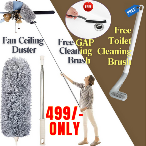 EXTENDABLE FAN CLEANING DUSTER + Toilet & Gap Cleaning Brush