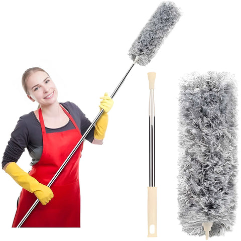 extendable microfiber feather ceiling duster with a long pole.