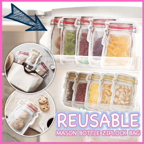 Reusable Mason Bottle Ziplock Bags (Set of 10)