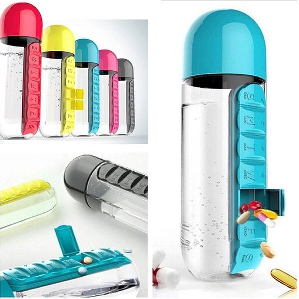 Water Bottle With Weekly Pillbox