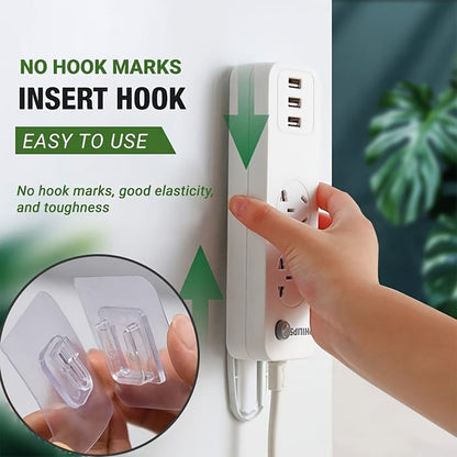 Transparent Double-sided Adhesive Wall Hooks - Pack Of 6