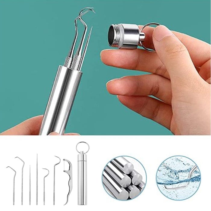 Stainless steel toothpick set - 7 pieces