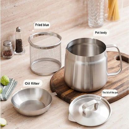 2-in-1 Stainless Steel Multifunctional Oil Strainer Pot