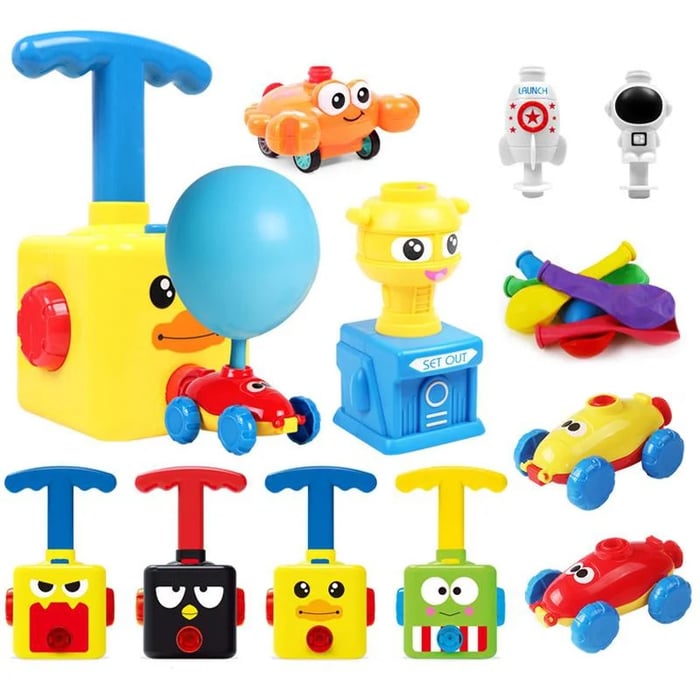 Balloon car toy pump set with lots of fun