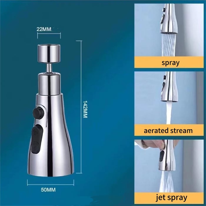 360° Rotatable -3 Function Kitchen Faucet Spray Head