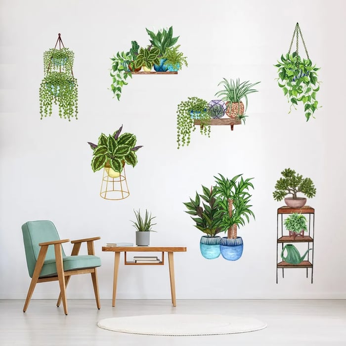 3D Green Plant Wall Sticker