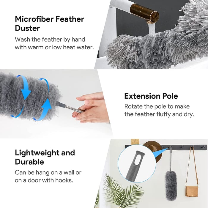 Retractable Washable Curved Microfiber Duster