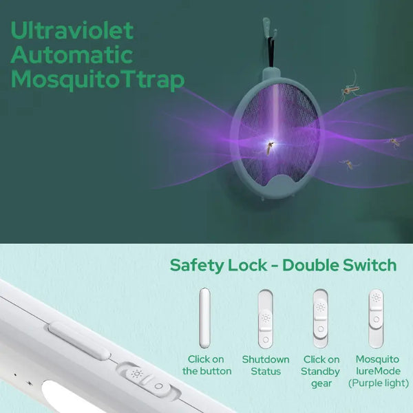 Green Zapinator - Eco-Friendly Electric UV Mosquito Swatter with Built-in Battery