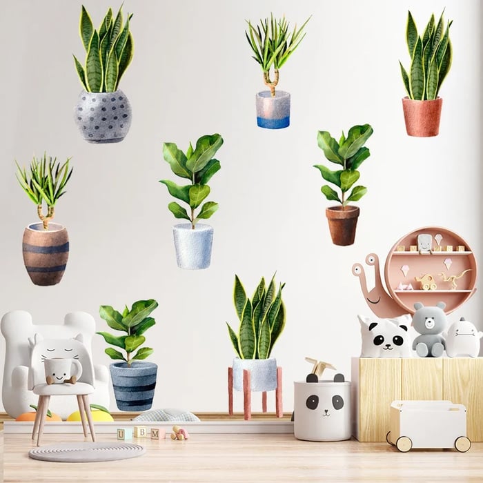 3D Green Plant Wall Sticker