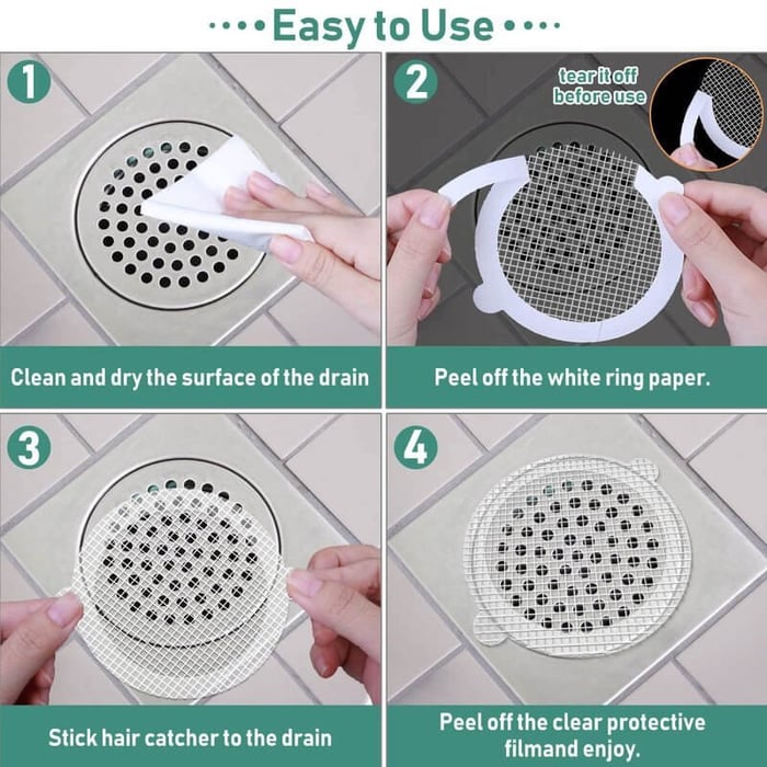 Disposable Shower Drain Hair Catcher - Pack Of 10