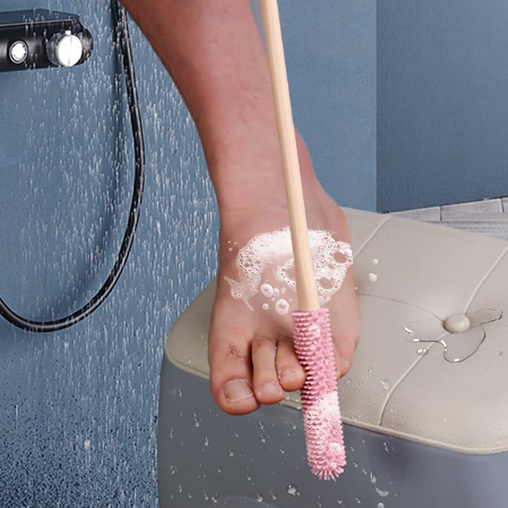 Long Handled Silicone Toe Crevice Cleaning Brush & Exfoliating Brush
