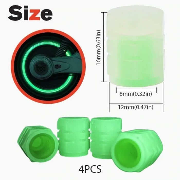 UNIVERSAL FLUORESCENT CAR TIRE VALVE CAPS - Pack Of 4