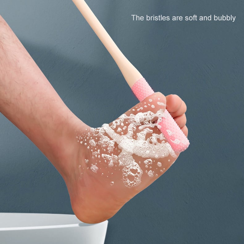 Long Handled Silicone Toe Crevice Cleaning Brush & Exfoliating Brush